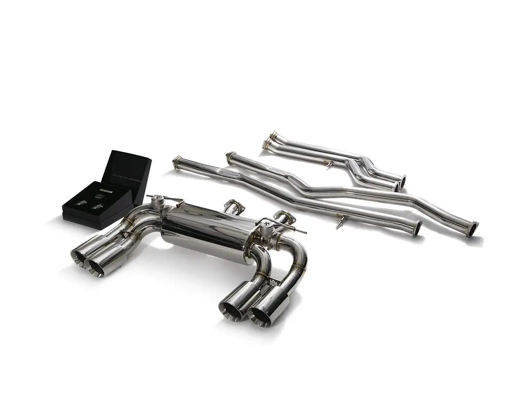Armytrix Stainless Steel Valvetronic Catback Exhaust System Quad Chrome Silver Tips Bmw M2 Competition F87 2019-2020 1