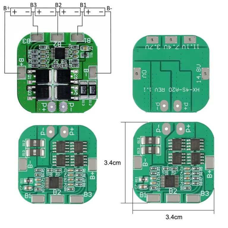 Bms 4S 20A 14.8V For 18650 Lithium Ion Cells Battery Protection Board (Hx-4S-A20) 2