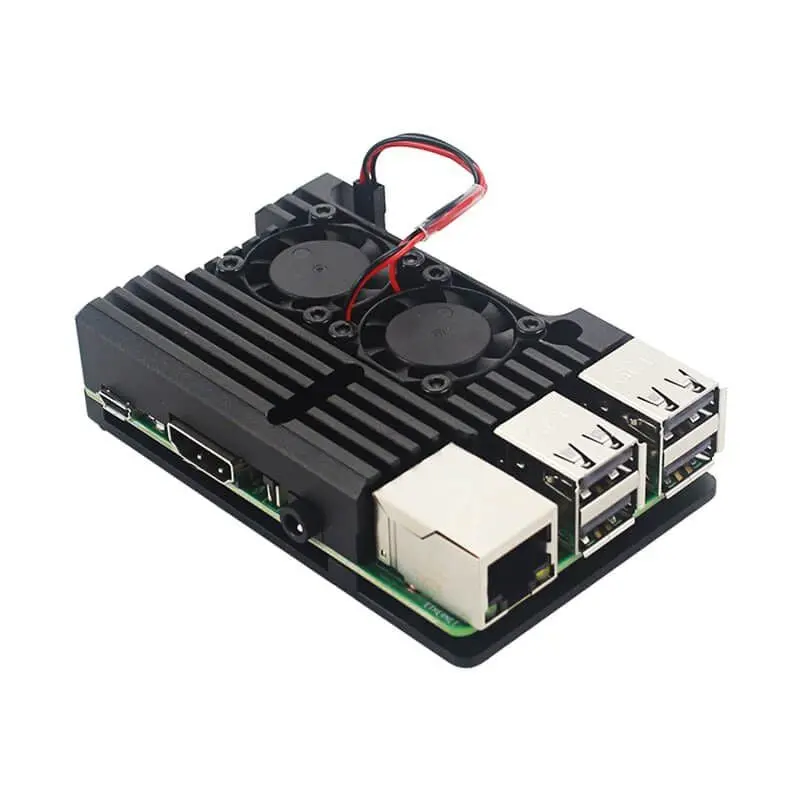 Pi 3 Black Aluminum Heat Sink Armour Case With Double Fans For Raspberry Pi 3 1