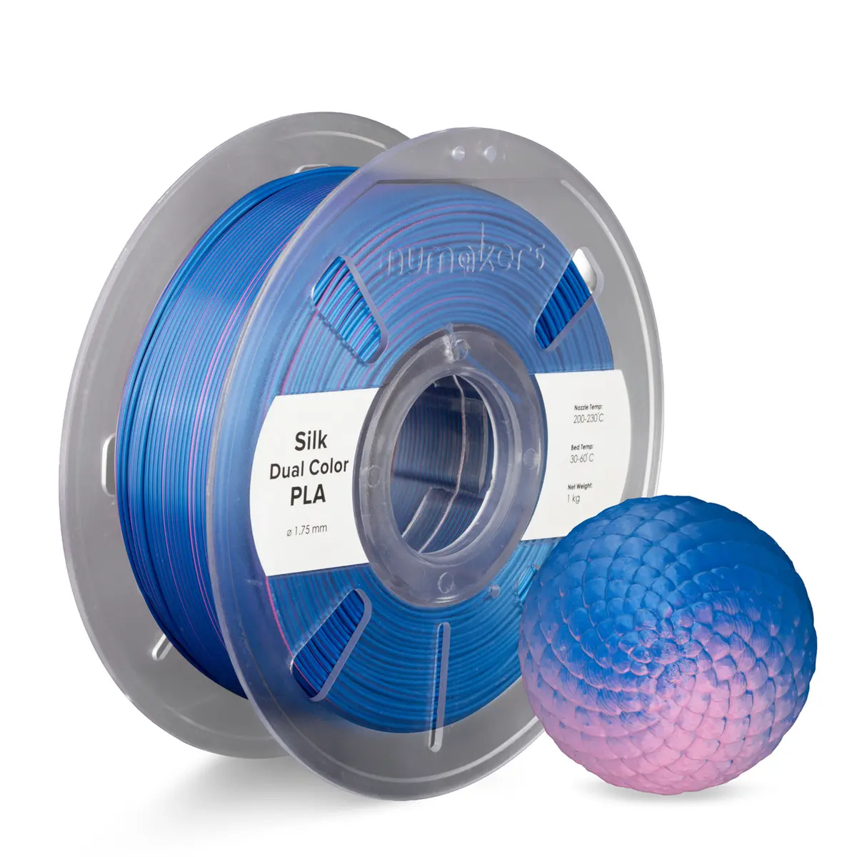 Numakers Dual-Color Silk Pla Filament – Blue-Magenta – 1.75 Mm / 1 Kg 1