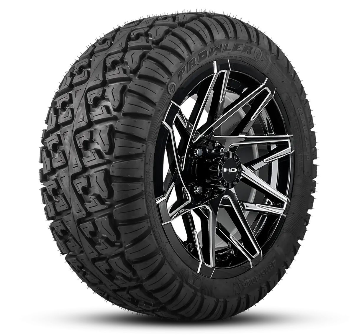 Hd Golf Wheel & Tire Package ( 1Pc ) 14X7.0 Canyon Black Milled Edges W ( 1Pc ) 23 Inch A/T Tire 1