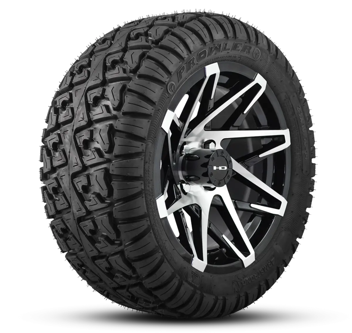Hd Golf Wheel & Tire Package ( 1Pc ) 14X7.0 Canyon Black Machined W ( 1Pc ) 23 Inch A/T Tire 1