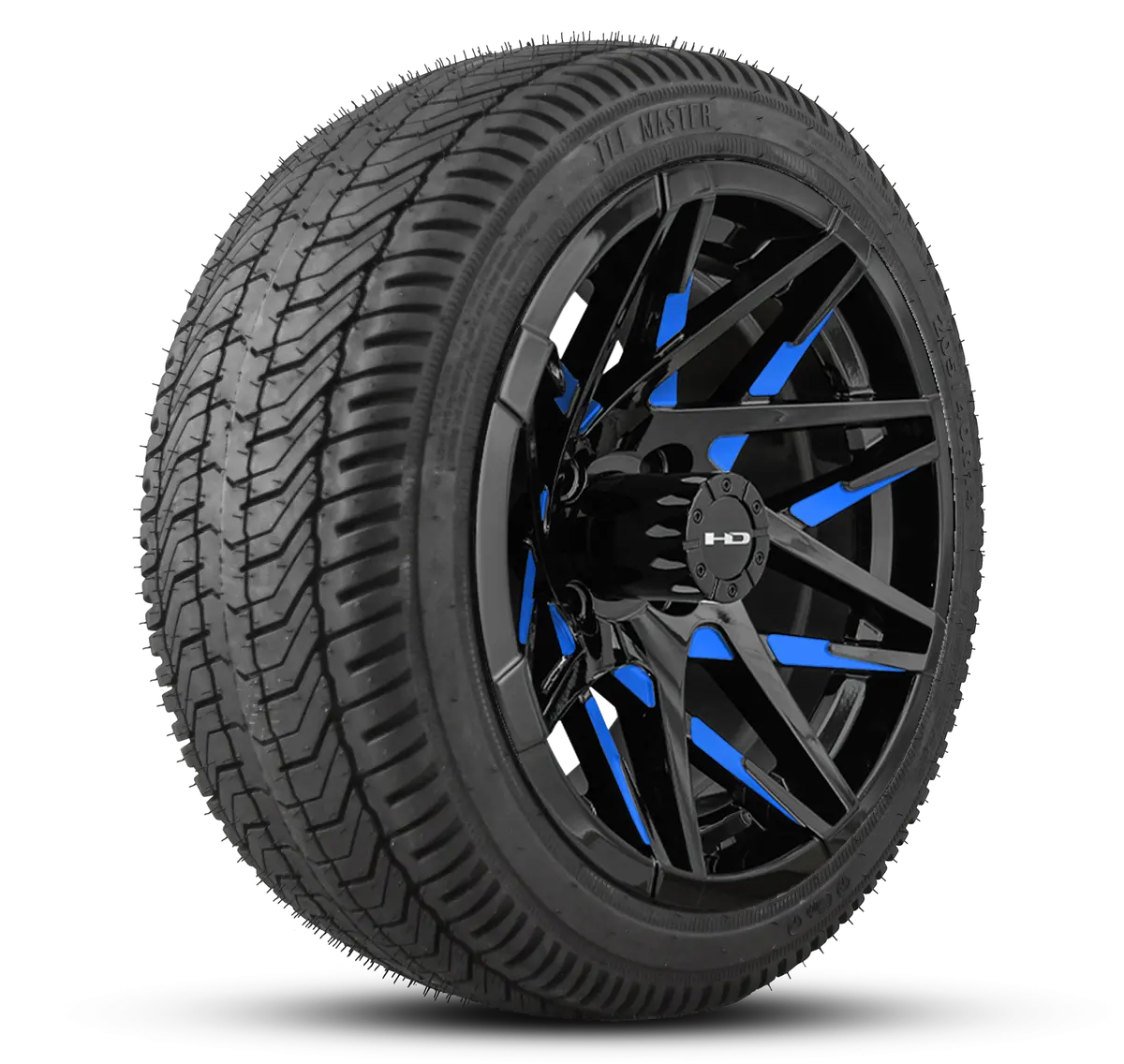 Hd Golf Wheel & Tire Package ( 1Pc ) 14X7.0 Canyon Black Blue Milled Face W ( 1Pc ) 205/40-14 All Season Tire 1