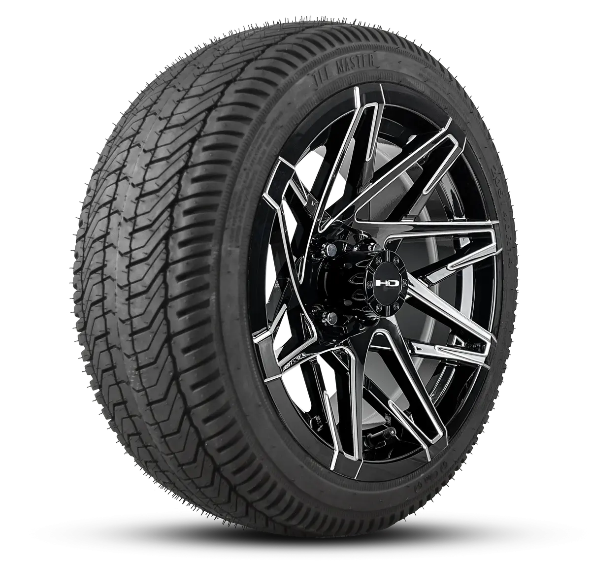 Hd Golf Wheel & Tire Package ( 1Pc ) 14X7.0 Canyon Black Milled Edges W ( 1Pc ) 205/40-14 All Season Tire 1