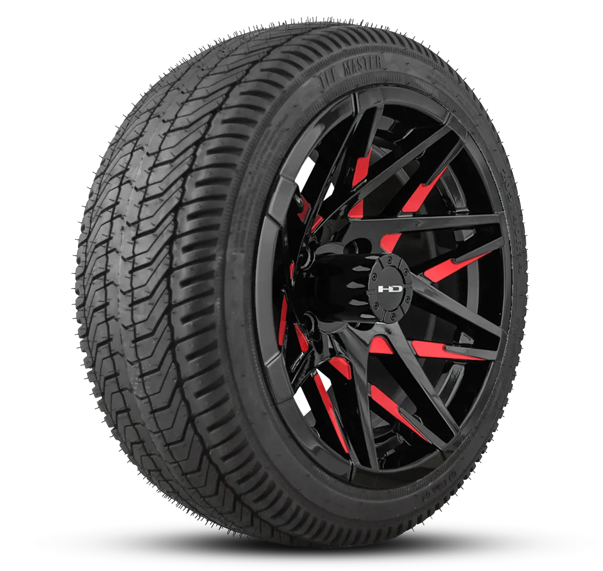 Hd Golf Wheel & Tire Package ( 1Pc ) 14X7.0 Canyon Black Red Milled Face W ( 1Pc ) 205/40-14 All Season Tire 1