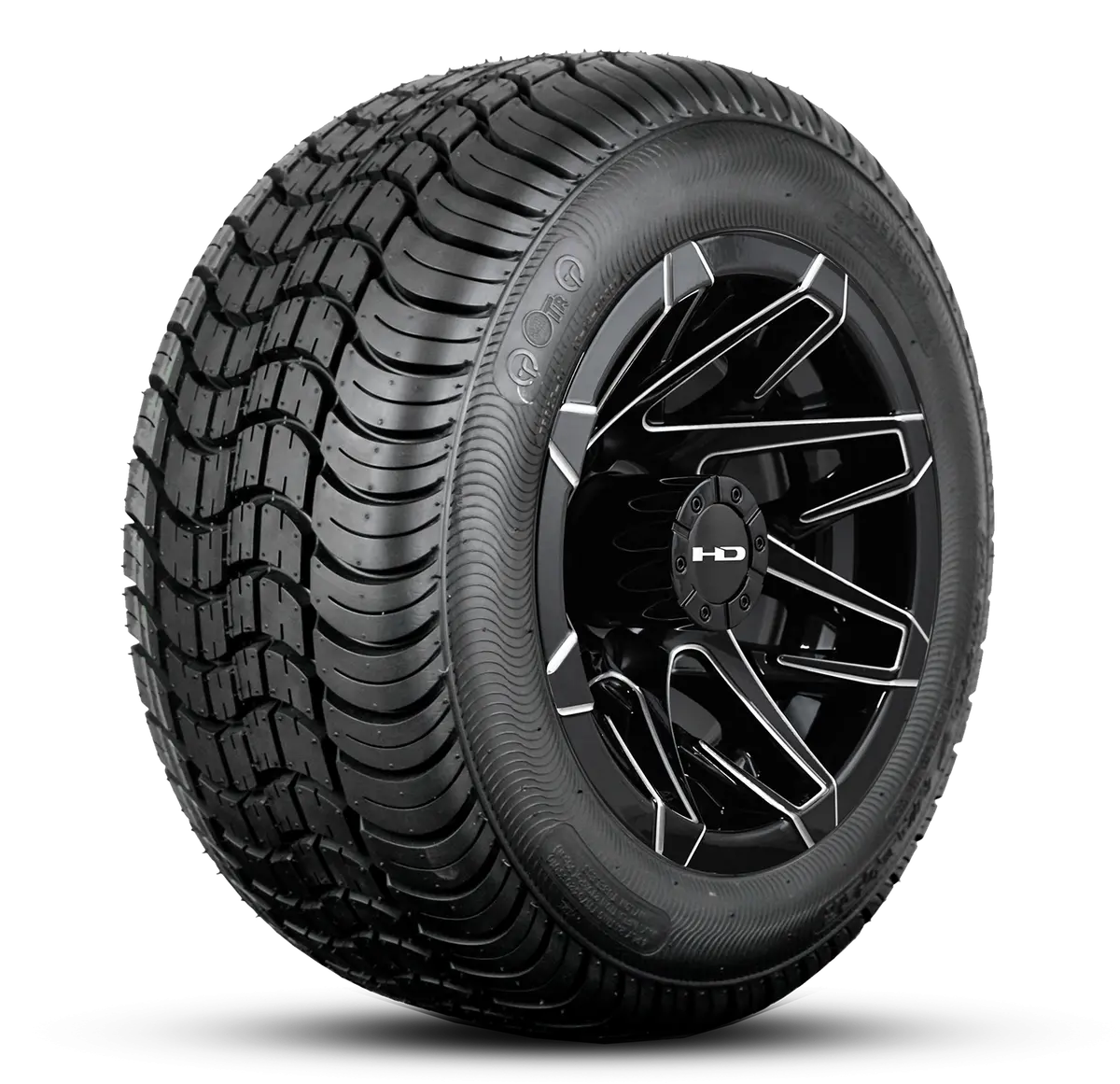 Hd Golf Wheel & Tire Package ( 1Pc ) 10X7.0 Canyon Black Milled Edges W ( 1Pc ) All-Season Tire 1