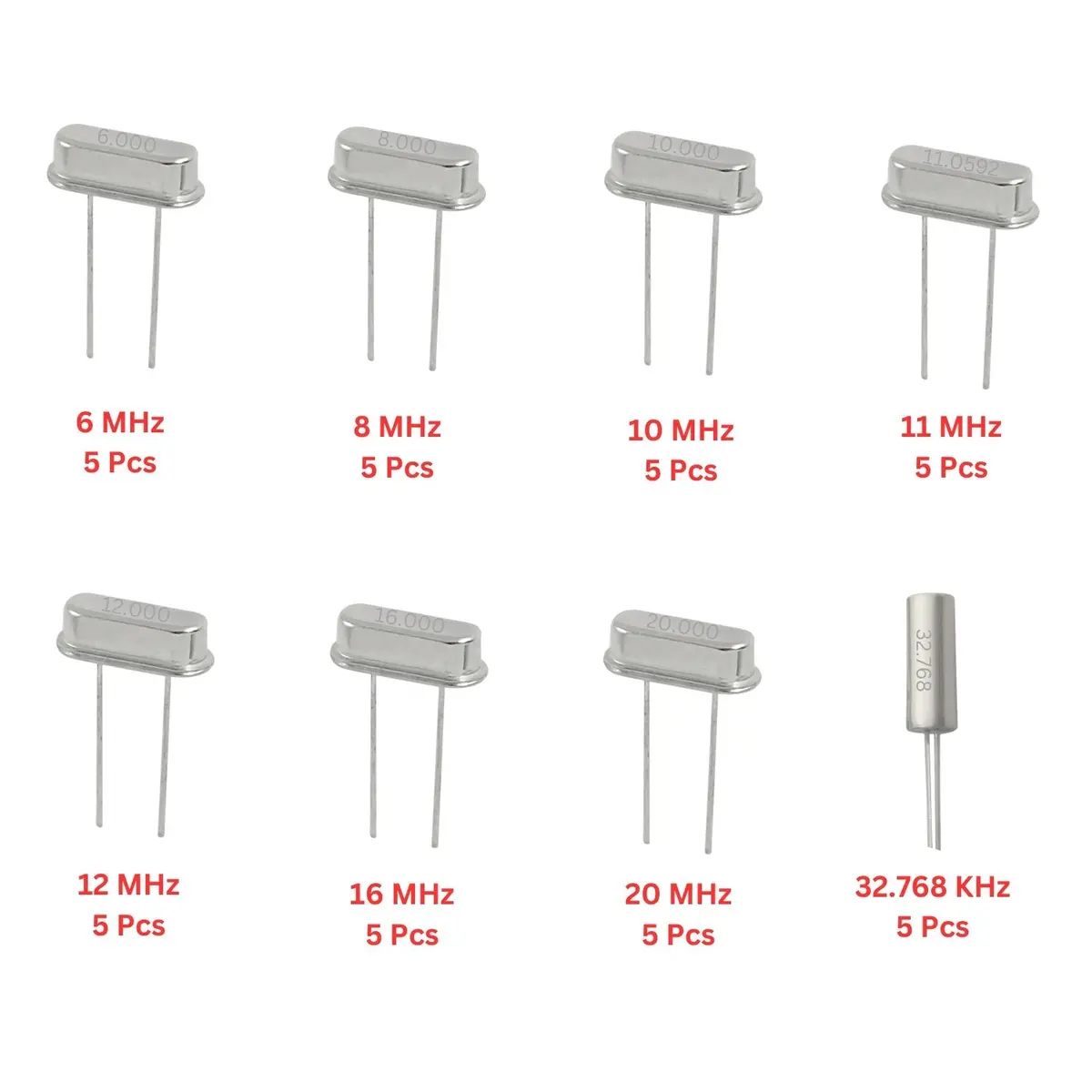 Elepak Crystal Dip Pak 32.768 Khz To 20 Mhz 40 Pcs 8 Values 1