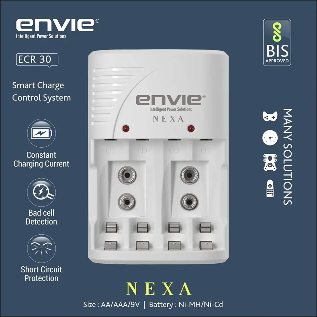 Envie (Ecr 30) Charger Nexa Ecr 30 Smart Charge Control Charger System For Aa & Aaa & 9V Rechargeable Batteries 1
