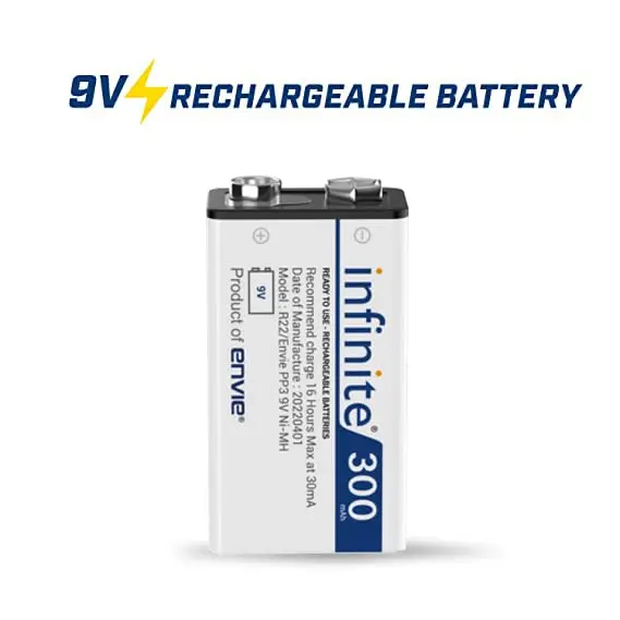 Envie 9V Infinite Ni-Mh 300Mah Capacity Ready To Use Rechargeable Battery 1