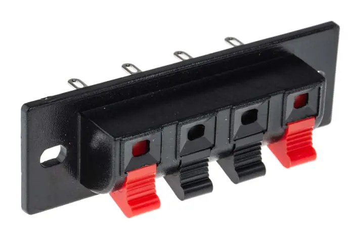 4 Way, 3A, Panel Mount Speaker Terminal Socket, Quick Connect Termination 1
