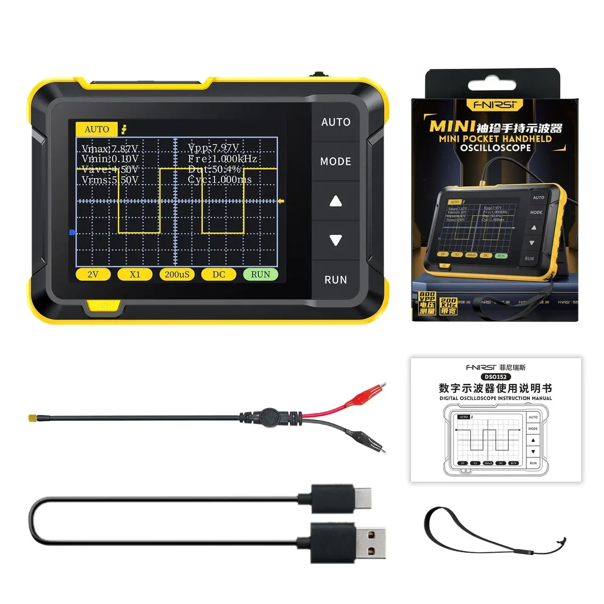 Fnirsi Dso152 Oscilloscope – 2.8″ Tft Handheld Digital Oscilloscope, 2.5Ms/S High Sampling Rate, 200Khz Bandwidth 1