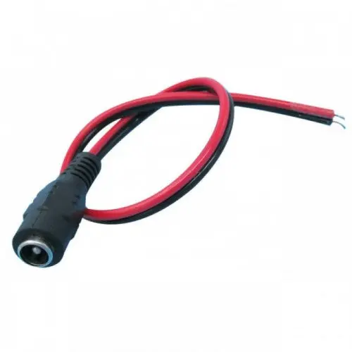 Dc Jack Female Power Connector With Black & Red Wire 5.5×2.5Mm 1