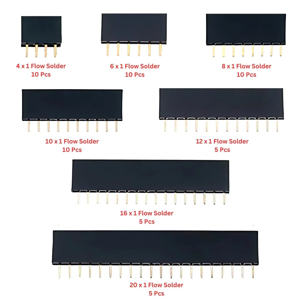 Elepak Female Header Single Row 2.54Mm Pak 4 To 20 Pin 55 Pcs 7 Types 1
