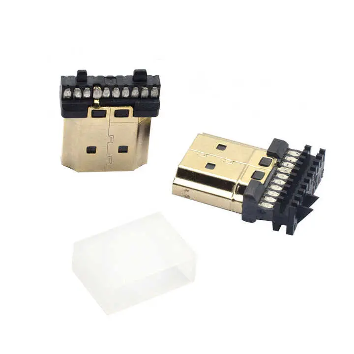 Hdmi Gold Plated Hdmi A Type 19 Pin Male Plug Hdmi Connector With Dust Cap & Wire Clip 1
