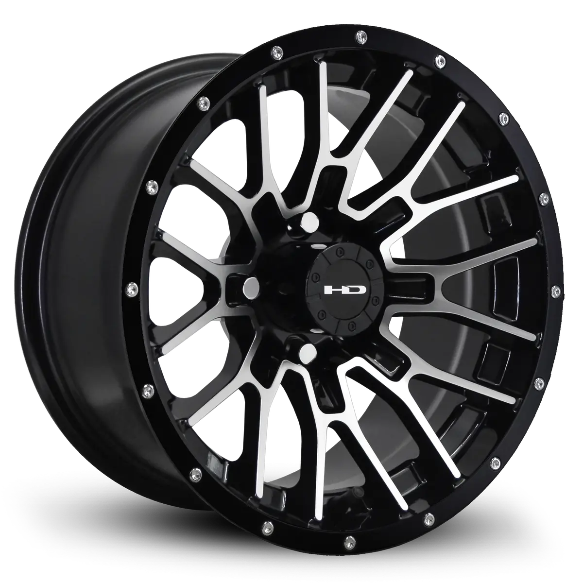 Hd Golf Rtc 14X7 -14 4X101.6Mm 68.2Mm Gloss Black/Mchnd Fc Blk Riv 1