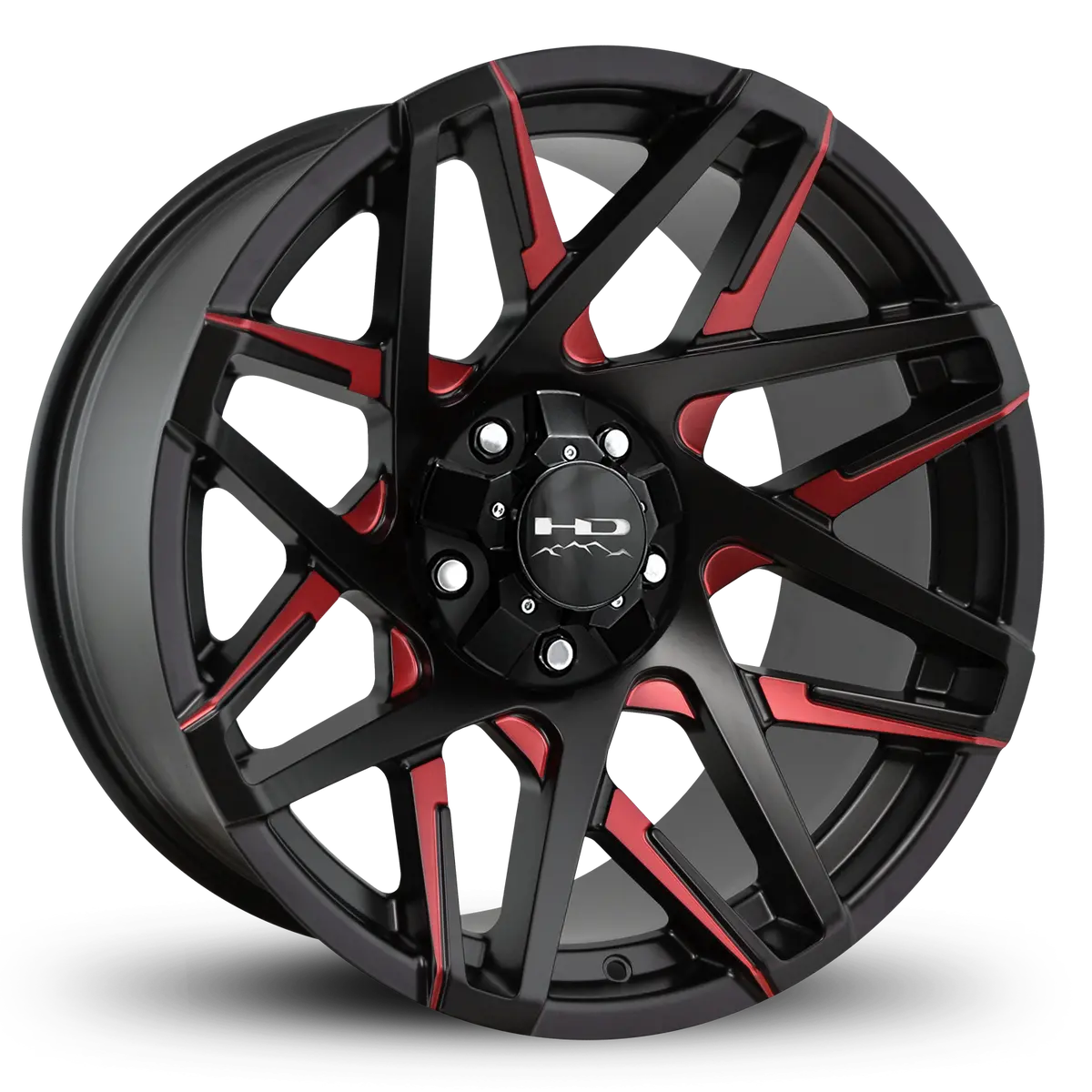 Hd Offroad Canyon 20X10 -25 5X127/5X139.7Mm 78.1Mm Satin Red&Bk/Milled Face 1