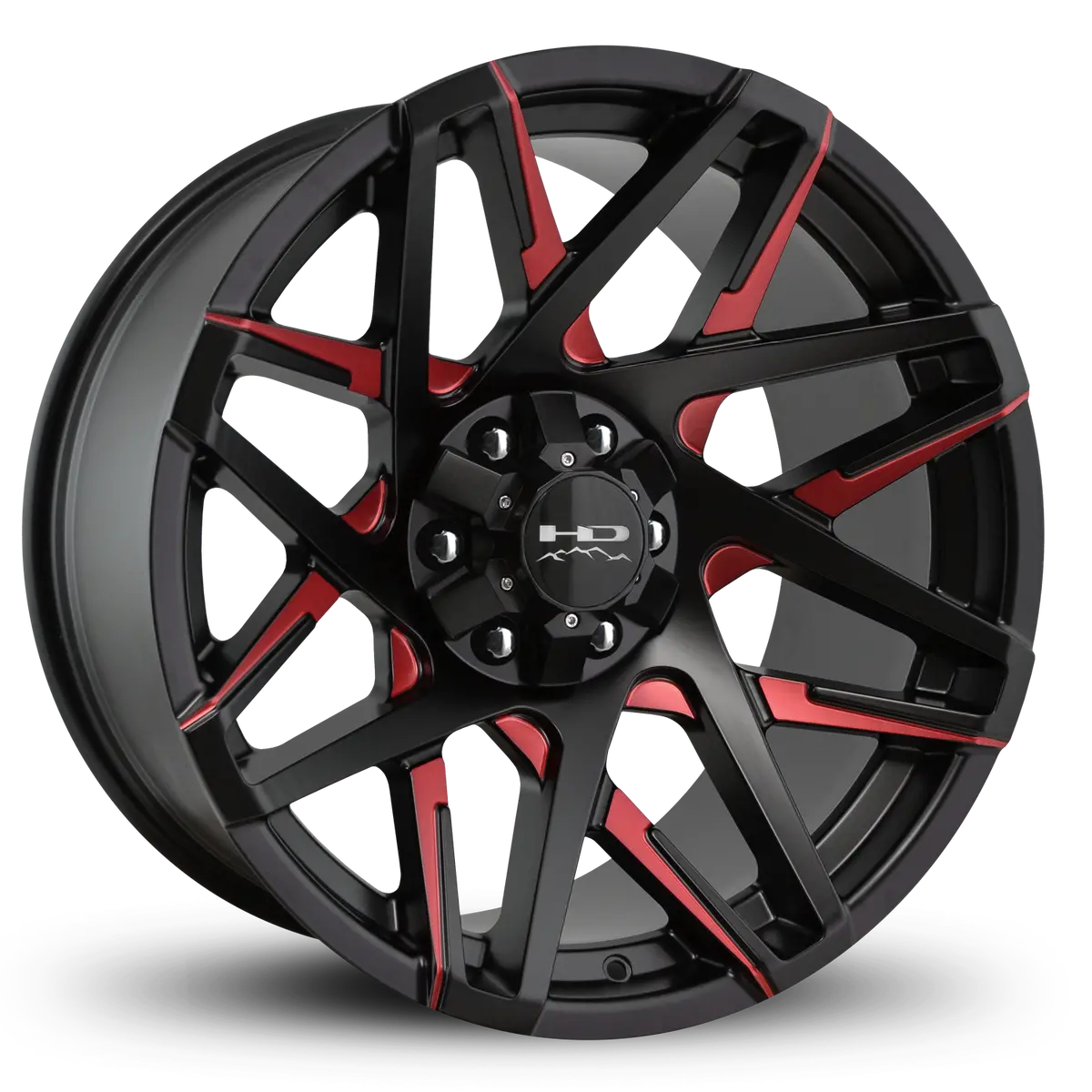 Hd Offroad Canyon 20X10 -25 6X135/6X139.7Mm 106.2Mm Satin Red&Bk/Milled Face 1