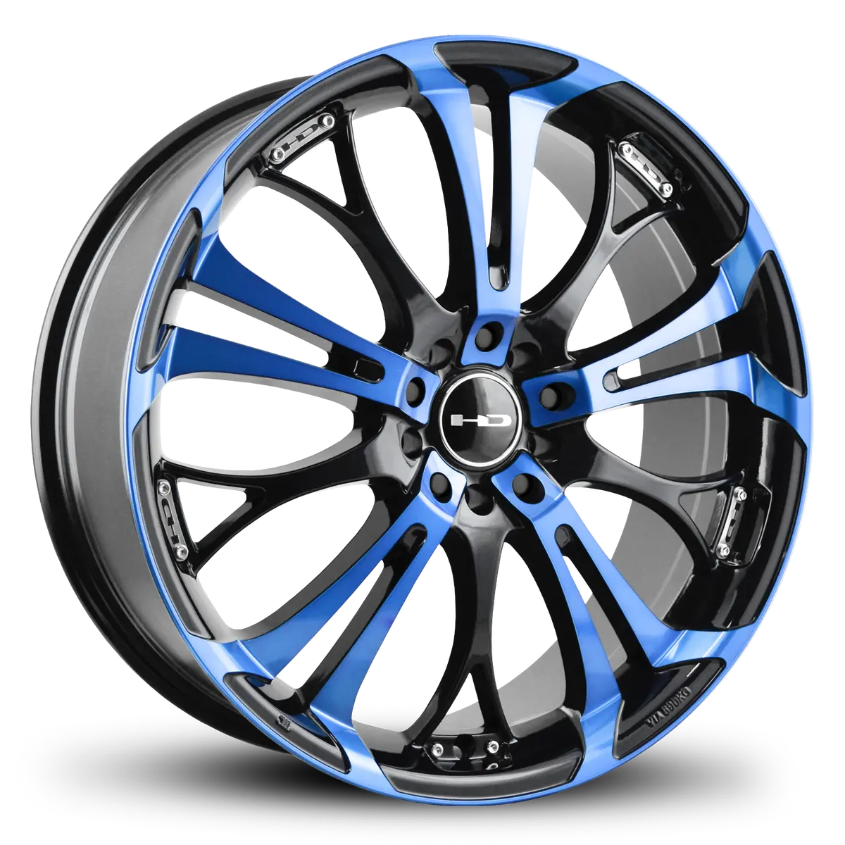 Hd Wheels Spinout 17X7 +40 5X100/5X114.3Mm 73.1Mm Gloss Blue/Machined Face 1