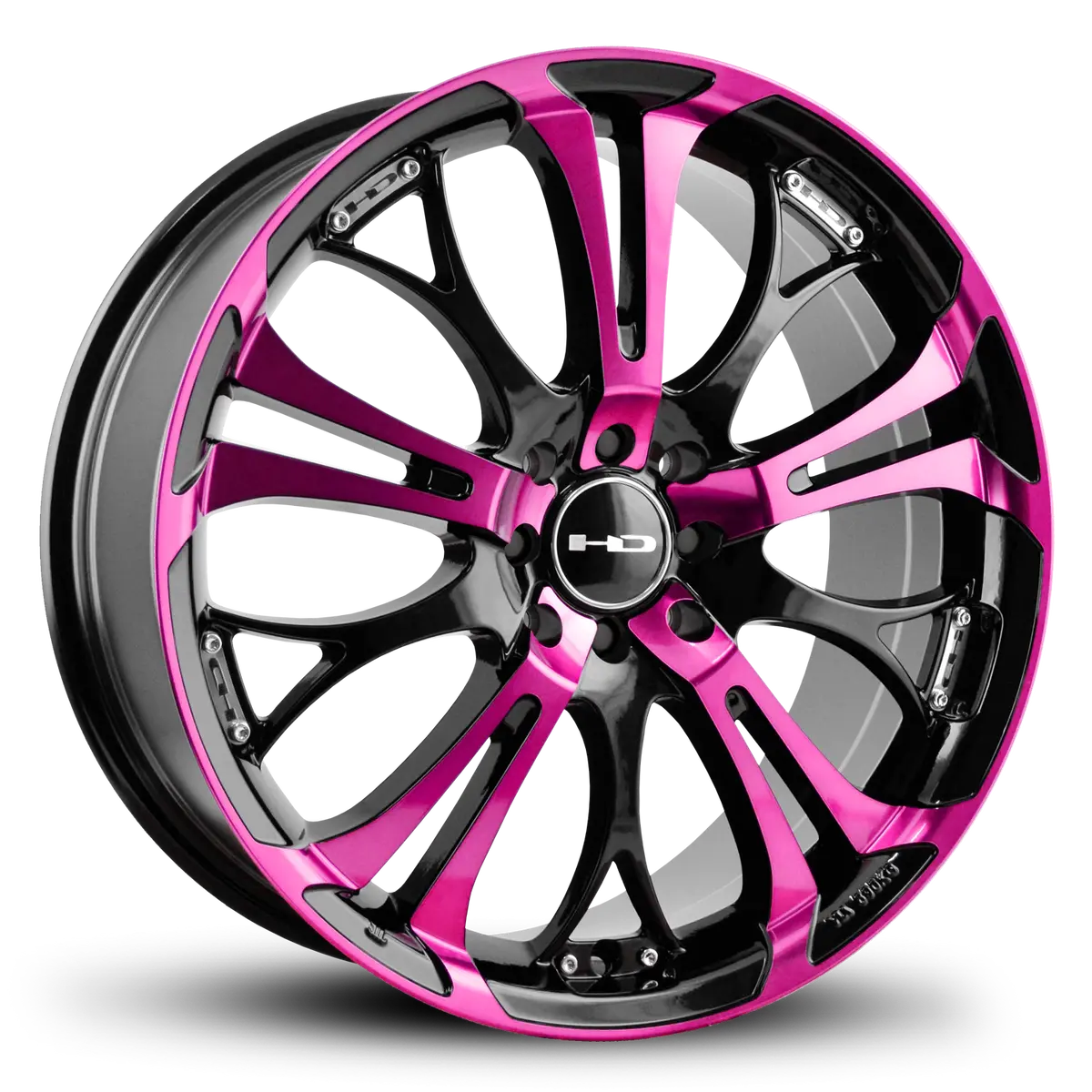 Hd Wheels Spinout 20X8 +45 5X110/5X114.3Mm 73.1Mm Gloss Pink&Bk/Machined Face 1