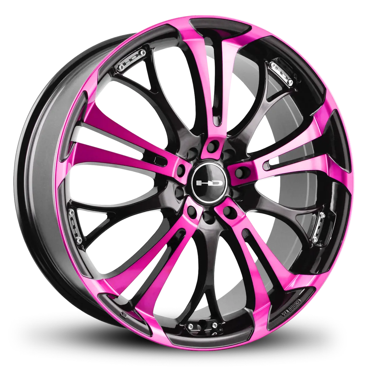 Hd Wheels Spinout 22X8.5 +20 5X114.3/5X120mm 74.1Mm Gloss Pink&Bk/Machined Face 1