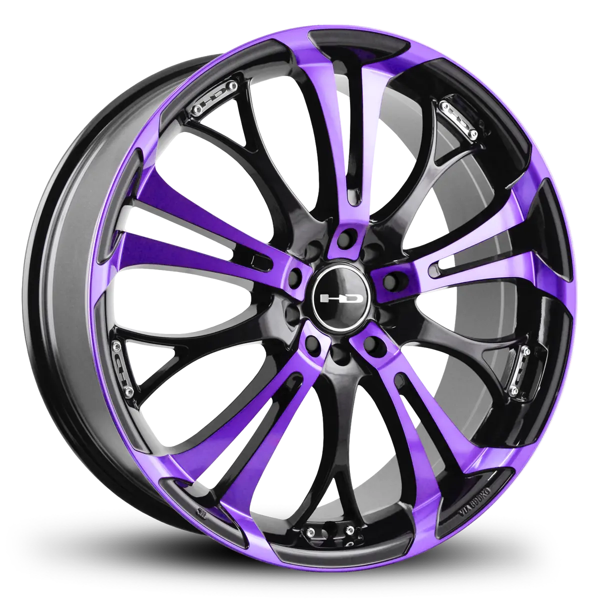 Hd Wheels Spinout 22X8.5 +45 5X127/5X114.3Mm 73.1Mm Gloss Purple&Bk/Machined Face 1