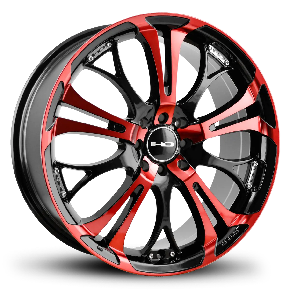 Hd Wheels Spinout 16X7 +40 4X100/4X114.3Mm 73.1Mm Gloss Red&Bk/Machined Face 1