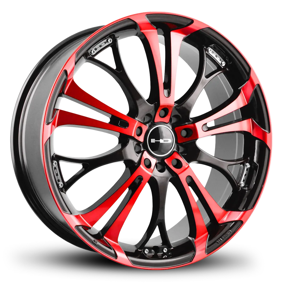 Hd Wheels Spinout 18X7.5 +35 5X112/5X114.3Mm 73.1Mm Gloss Red&Bk/Machined Face 1