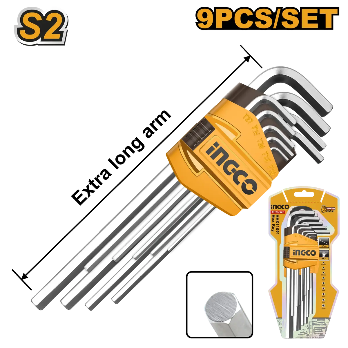 Ingco Hhk11092 9 Pcs Hex Key Set 1