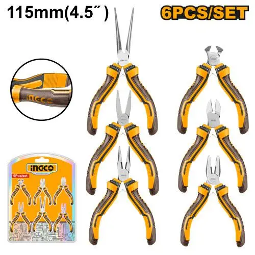 Ingco Hmps06115 6 Pcs Mini Pliers Set 1