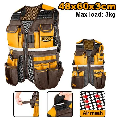Ingco Htvt09028 Tool Vest With 17 Pockets & Adjustable Fit 1