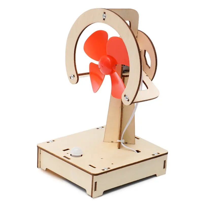 Diy Assemble Wooden Stem Puzzle Human Body Induction Fan Science Engineering Toys (A-20) 1