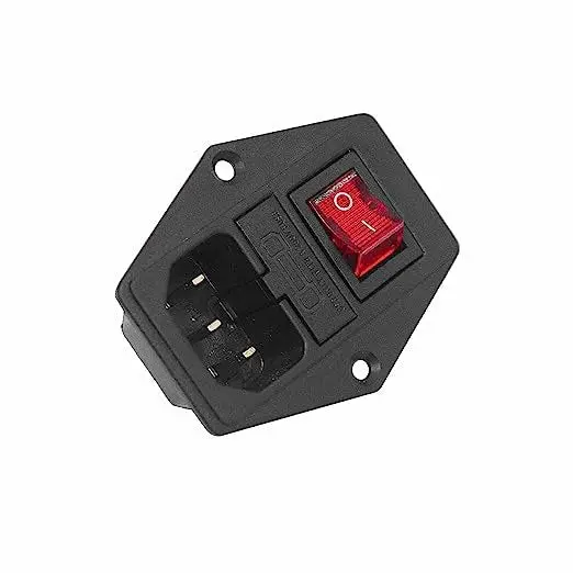 Ac Power Inlet Socket With Indicator Switch & Fuse Holder - Screw Mount 250Vx10a 1