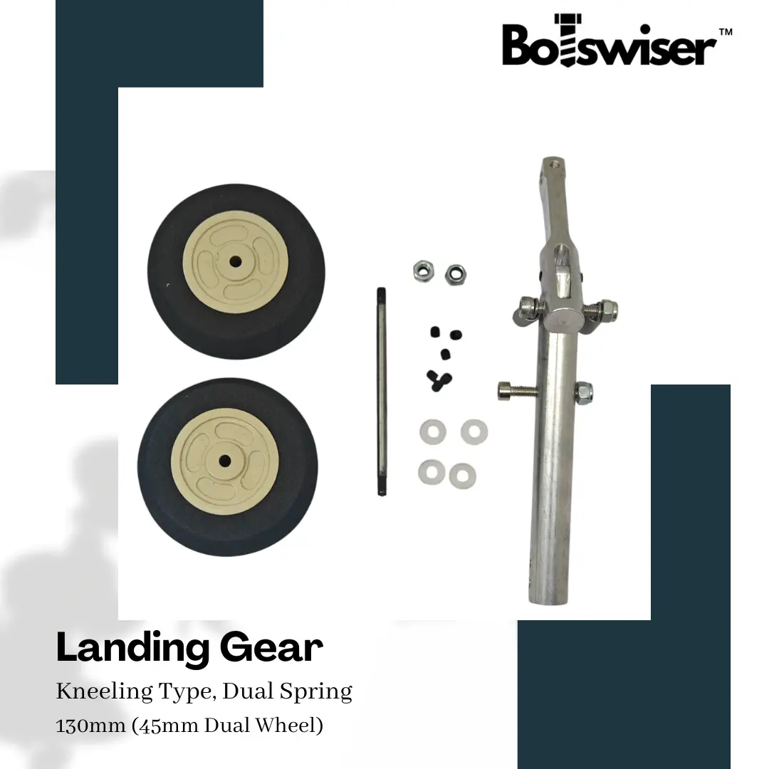 130Mm Kneeling Type Spring Landing Gear For Rc Airplane Gear With Dual 45Mm Wheel 2