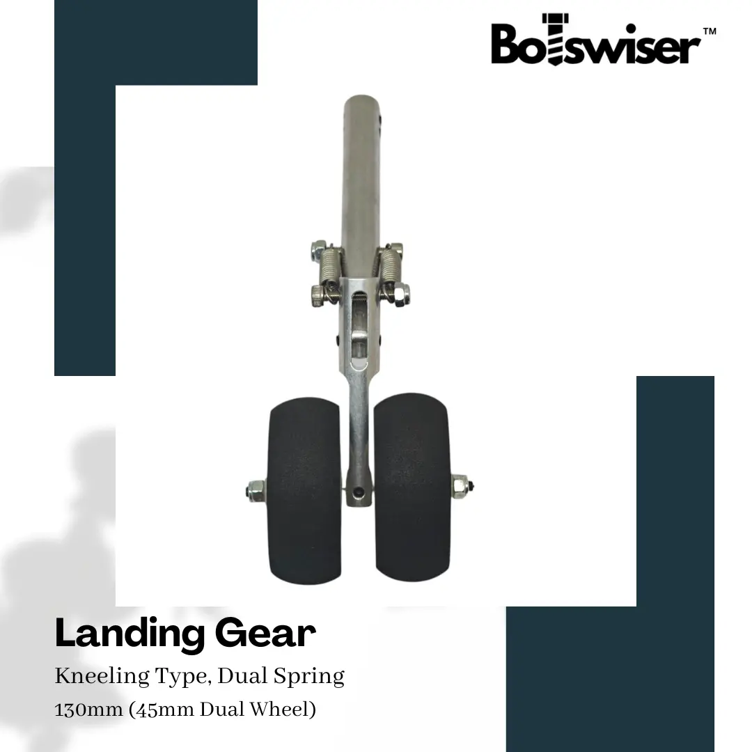 130Mm Kneeling Type Spring Landing Gear For Rc Airplane Gear With Dual 45Mm Wheel 1