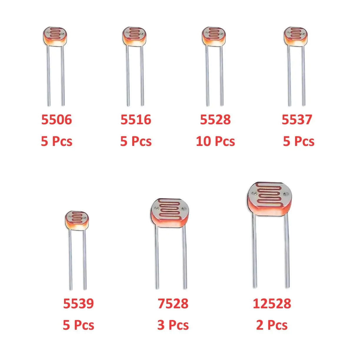 Elepak Photoresistor / Ldr Pak 5 To 12Mm 35 Pcs 7 Types 1