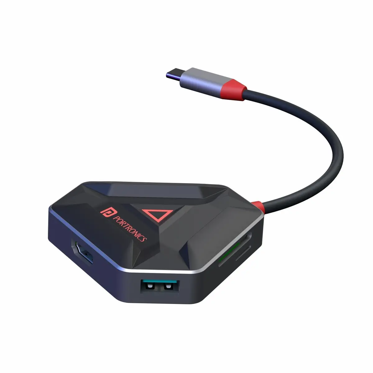Portronics Por-1946 Mport 6C Usb C Hub (6-In-1) Multiport Adapter With Hdmi, 3-Port Usb 3.0, Microsd & Sd Card Reader For Laptop, Pc, Mac (Black) 1