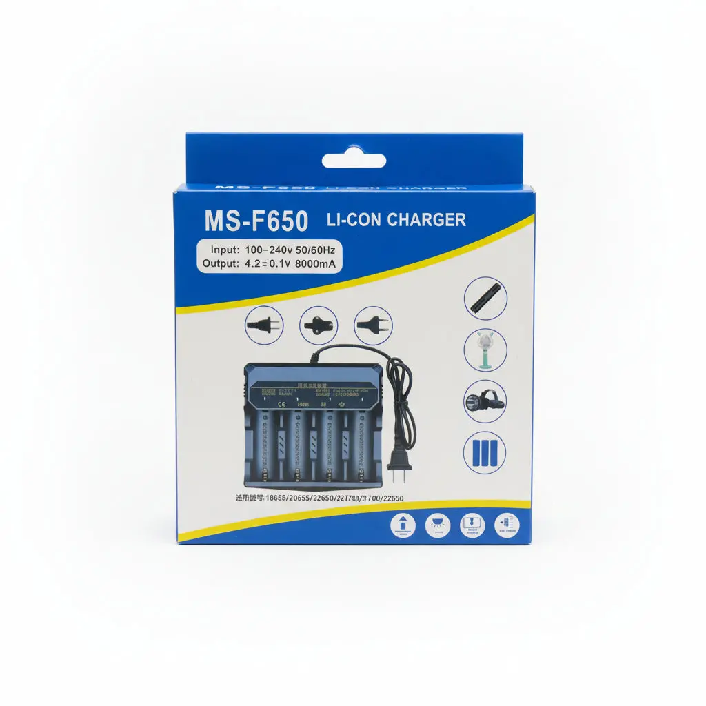 Ms-F650 Universal Lithium Battery Charger (18650 / 21700/ 32700 / 22650 / 26650 / 32650) 1