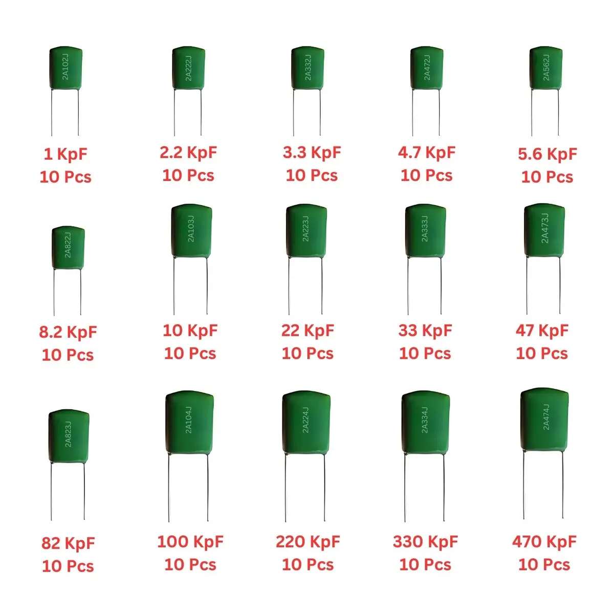 Elepak Polyester Capacitor Pak 1Kpf To 0.47Μf 170 Pcs 14 Values 1