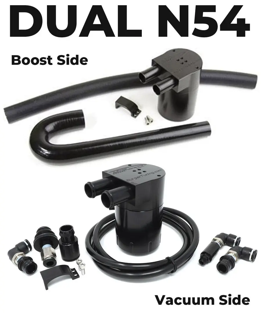 Dual Bms Turbo Double Baffle Oil Catch Can Kit For N54 Bmw (Vacuum & Boost) 2