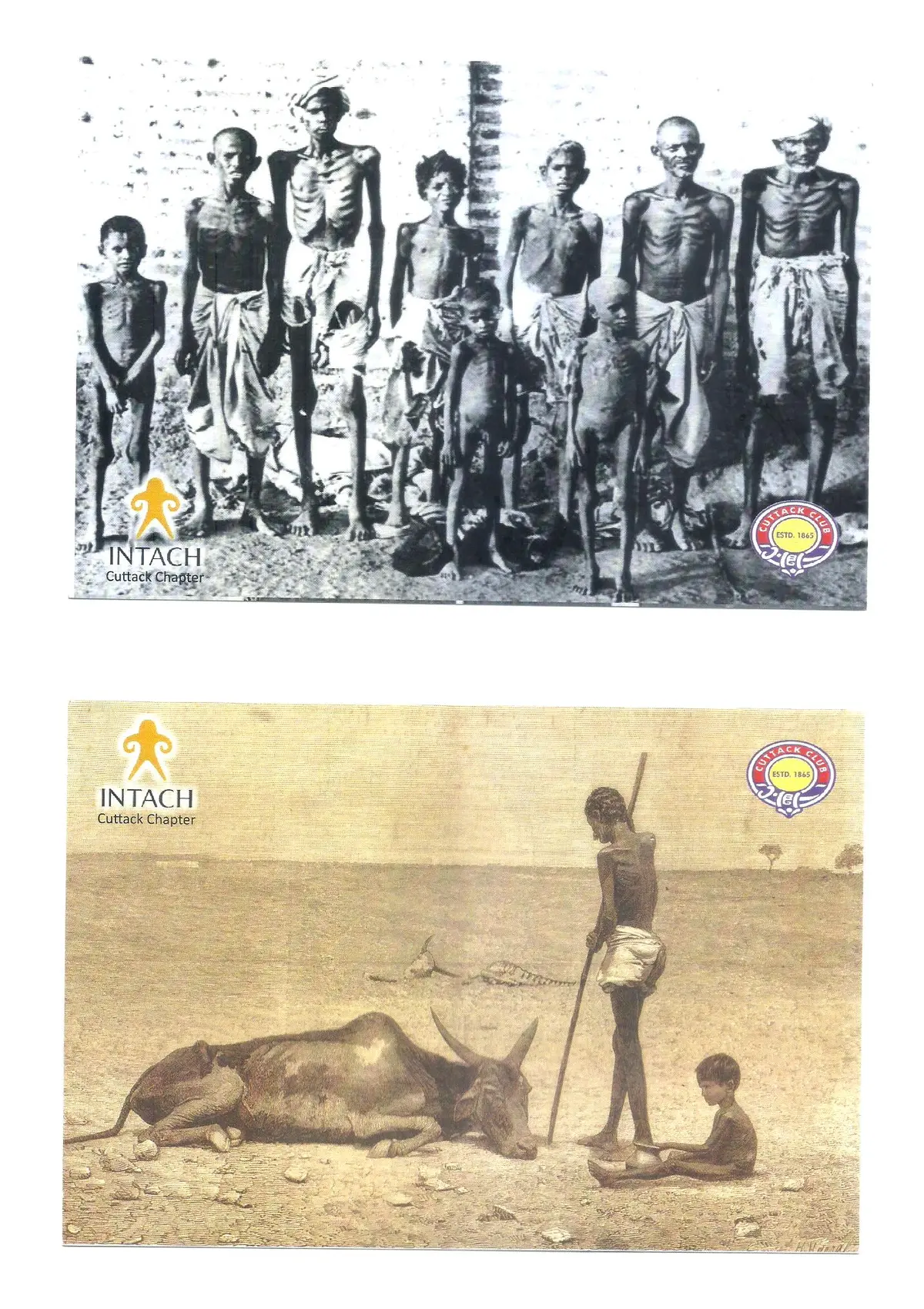 156Th Anniversary Of The Great Orissa Famine Of 1866 (Na'anka Durbhikshya) By Intach, Cuttack Chapter : Set Of 12 Coloured Picture Post Card 1