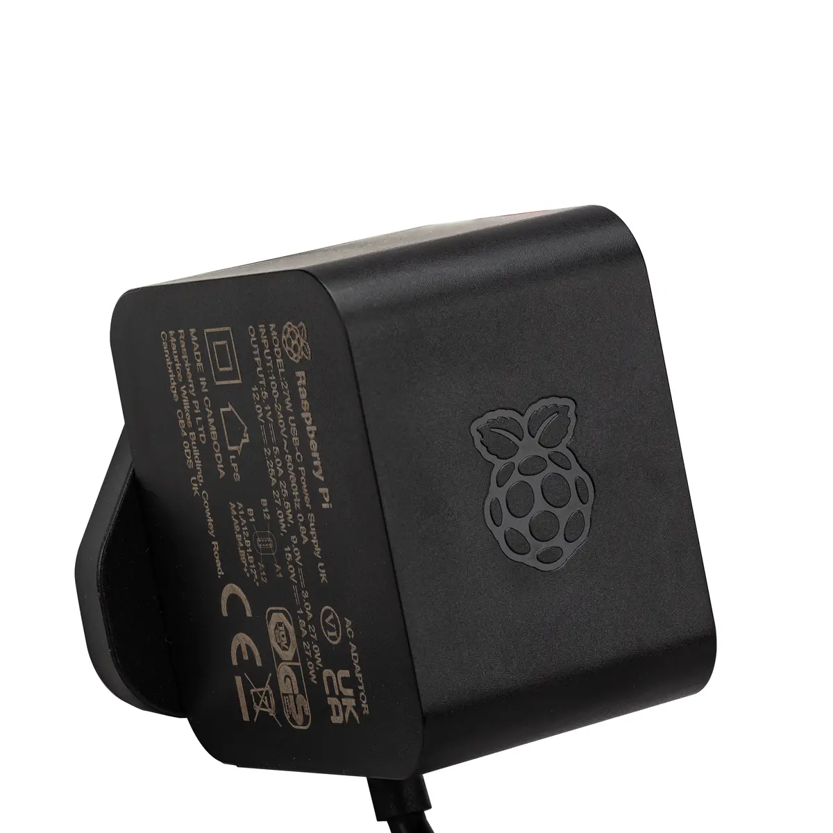 Official 27W Usb-C Pd Power Supply For Raspberry Pi 5- Black 1