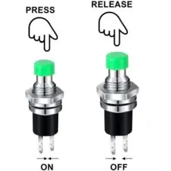 Pbs 110 Green Panel Mount Momentary Reset Push Button Switch (1 Pc) 2