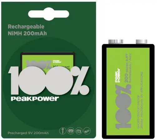 Peak Power: Rechargeable Battery 9 Volt Nimh 200Mah 1