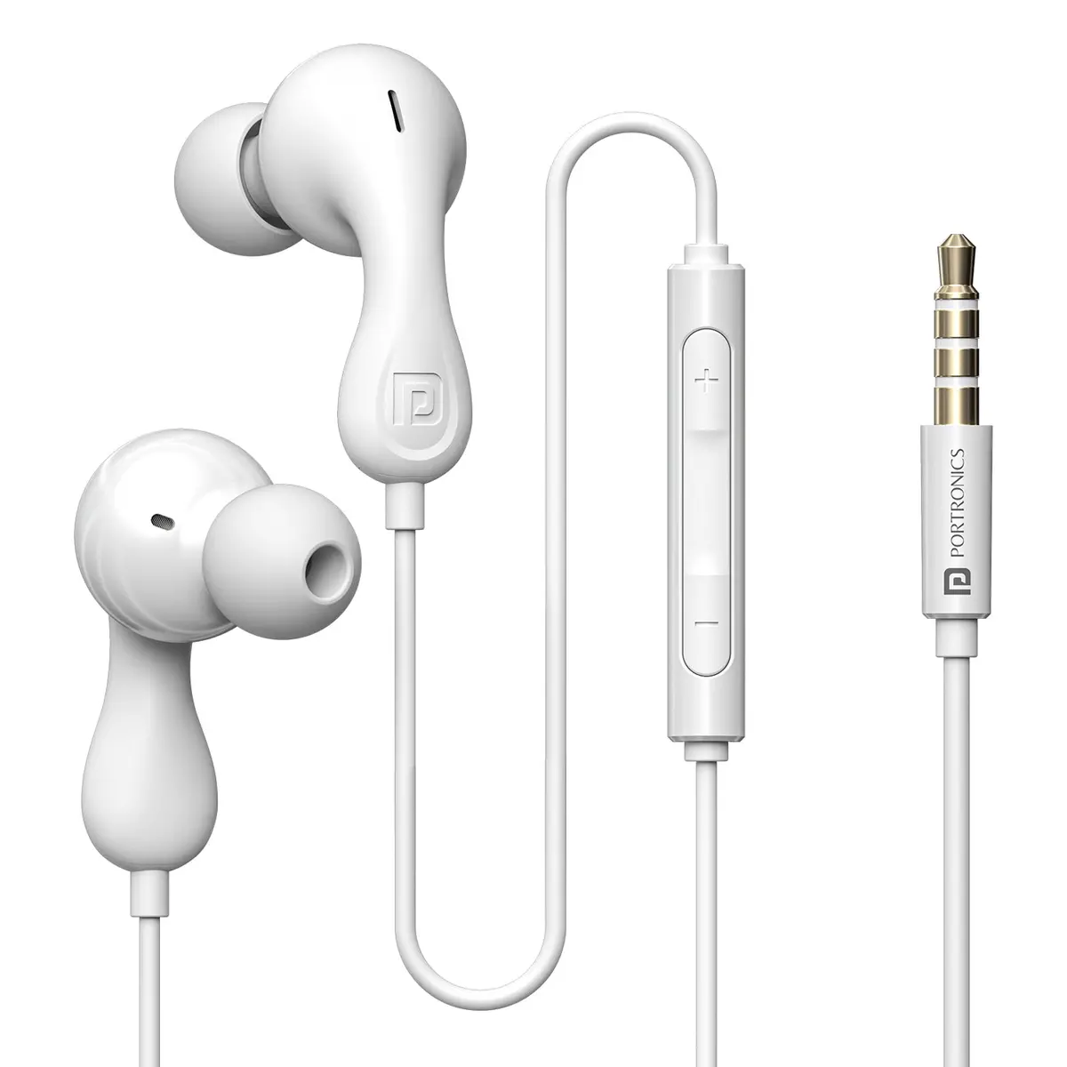 Portronics Por 2930 Conch Kappa In Ear 3.5Mm Wired Earphones With In Line Hd Mic, Powerful Audio, 14.2Mm Dynamic Driver, Unique Earbuds Design, Tpe Anti Tangle Wire,In Line Controls,Wide Compatibility(White) 1
