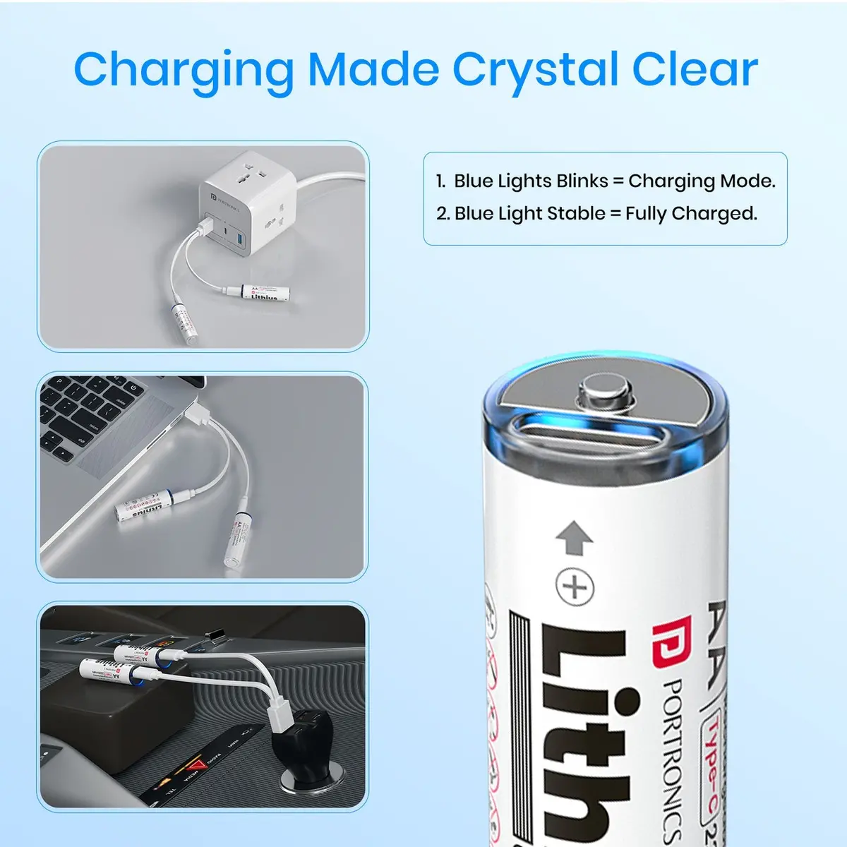 Portronics Por 2509 Lithius Cell Aa Type-C Rechargeable Lithium-Ion Battery (Pack Of 2) 2