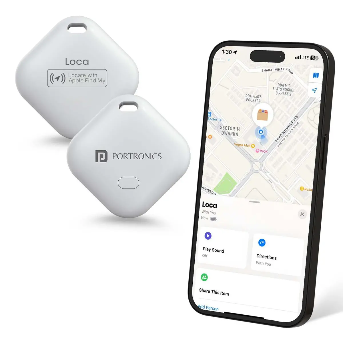 Portronics Por 3259 Loca Item Finder With Upto 1 Year Battery Life, Bluetooth Tracker,Mfi Certified, Item Locater For Keys, Wallets, Luggage, Gadgets Etc,Only Ios Compatible With Apple Find My App 1