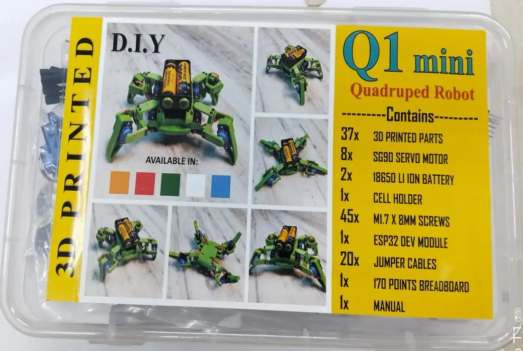 Diy Q1 Mini Quadruped Robot With 3D Printed Parts (White) 1
