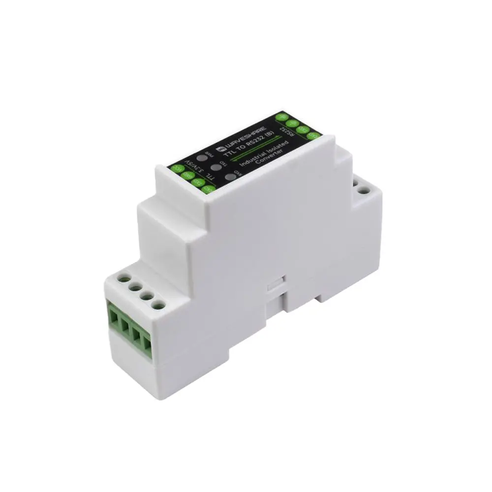 Waveshare Rail-Mount Ttl To Rs232 Galvanic Isolated Converter, Full-Duplex Communication, Lightningproof & Anti-Surge, Ttl Serial Converter 1