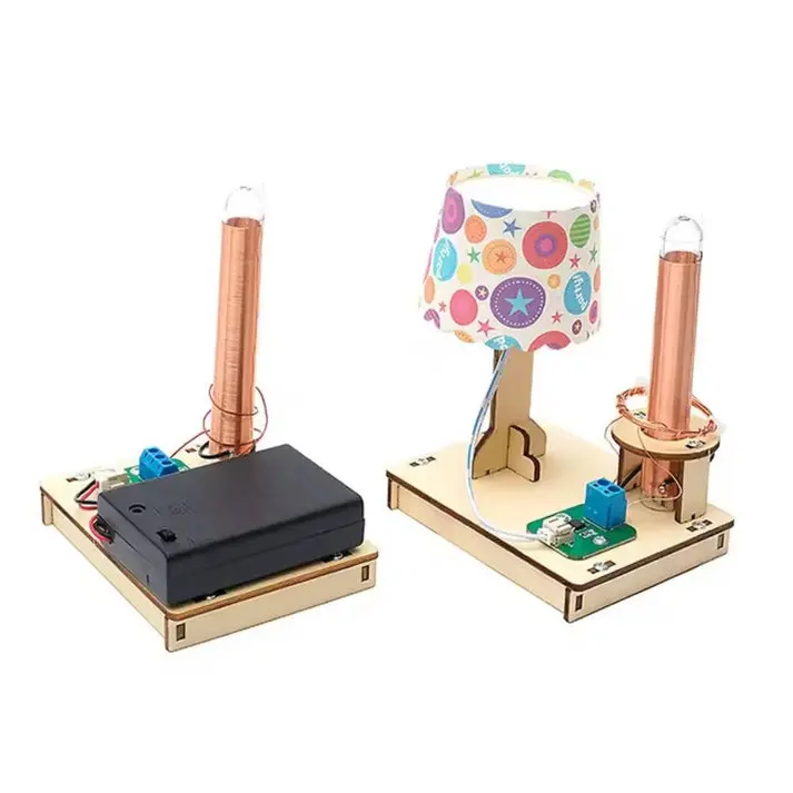 Diy Wireless Power Transmission Stem Kit Wooden Puzzle Stem Wireless Charging Kit Wireless Power Lamp Kit Wireless Power Transfer Stem Kit Table Lamp For Kids (E-11Cd) 1