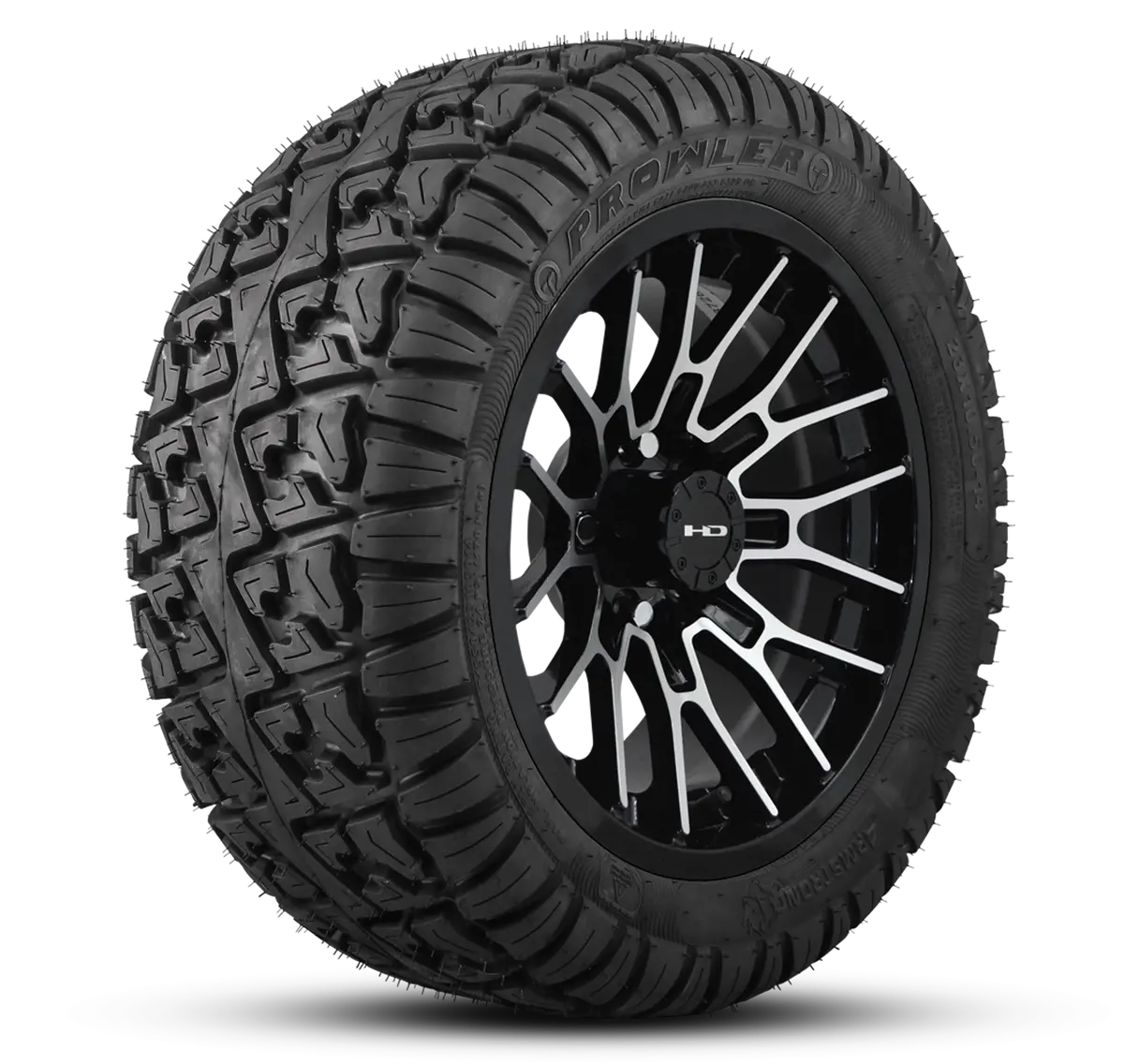 Hd Golf Wheel & Tire Package ( 1Pc ) 12X7.0 Rtc Gloss Black Machined Face W ( 1Pc ) 23 Inch A/T Tire 1